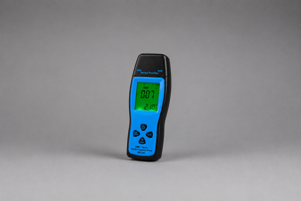 Digitale EMF Meter met Temperatuur - Zijaanzicht | Ghost Store
