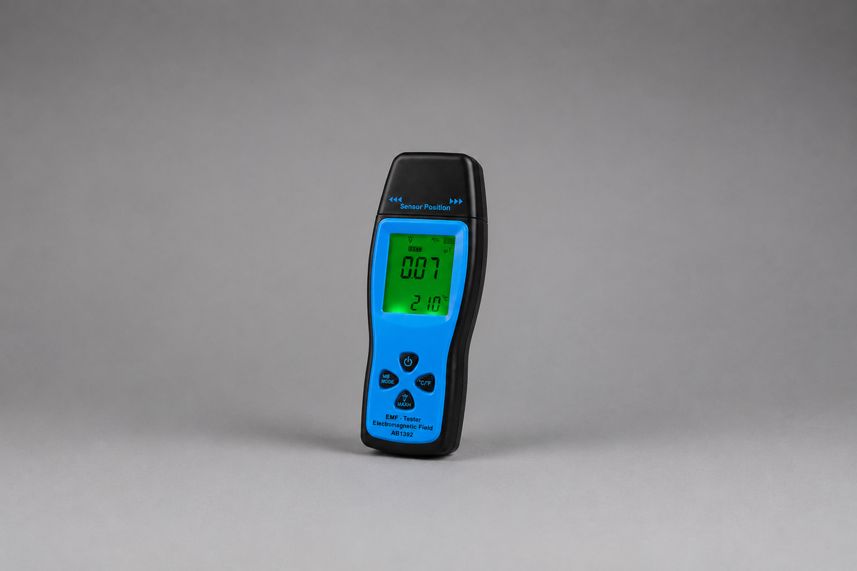 Digitale EMF Meter met Temperatuur - Zijaanzicht | Ghost Store
