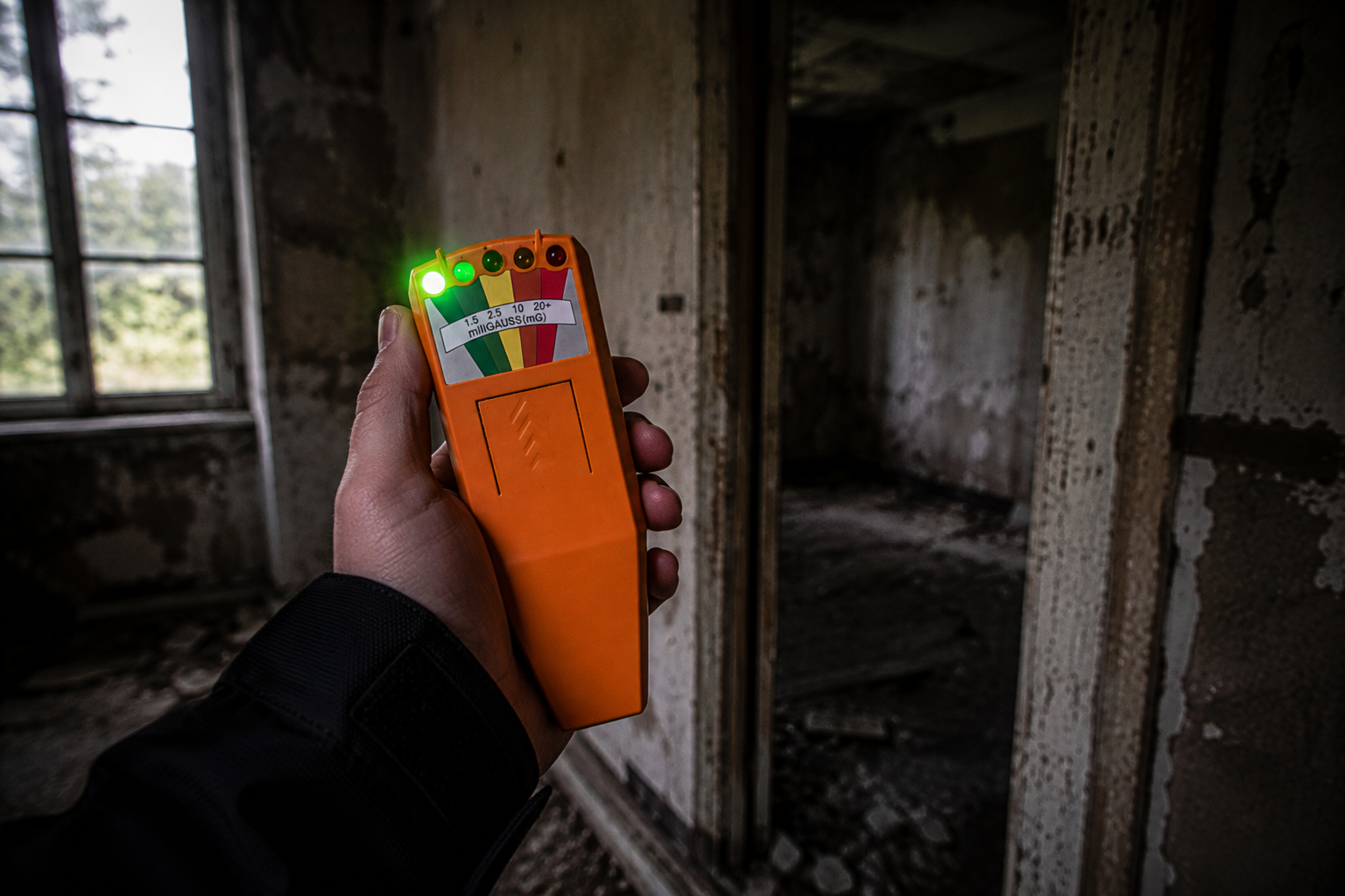 EMF Meter Oranje - Zijaanzicht | Ghost Store

